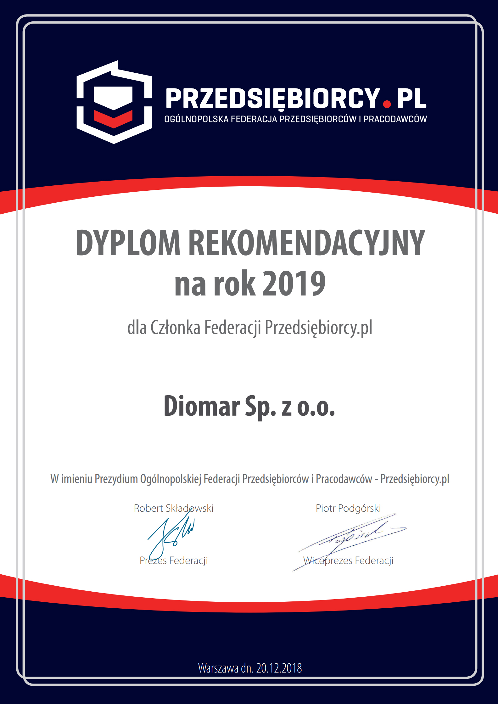 Certyfikat-2018-12-20-PrzedsiebiorcyPL-Czlonkostwo2019